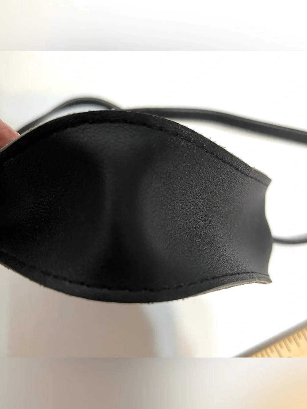 Black Leather Mouse Mini Crossbody Bag with Red Bow